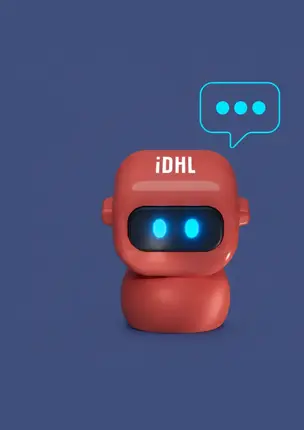a red robot with blue eyes
