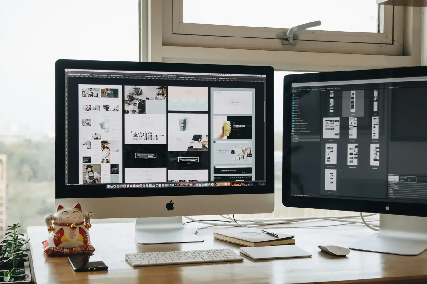 Desktop and laptop showing website design