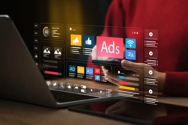 a person holding a phone and a laptop