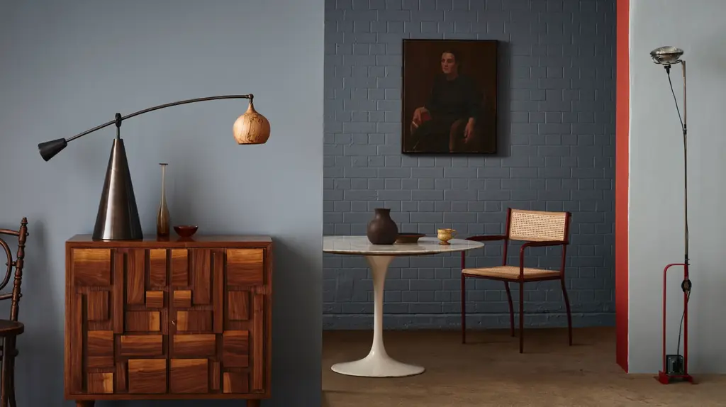 a room with a painting on the wall