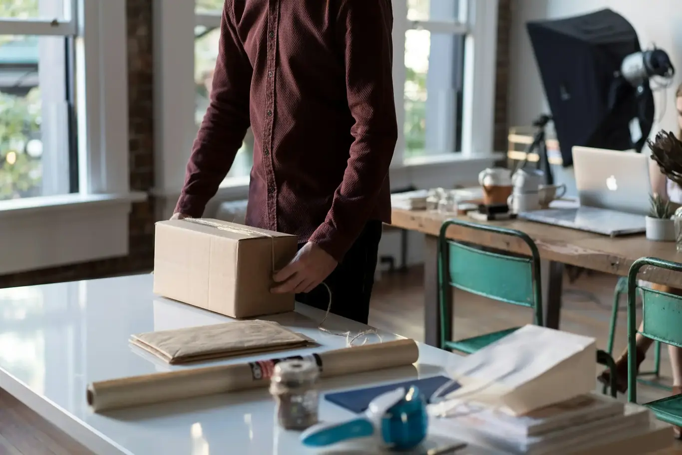 a man holding a box