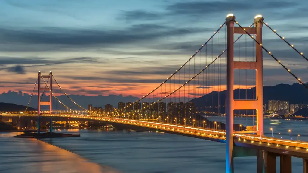a bridge with lights on it