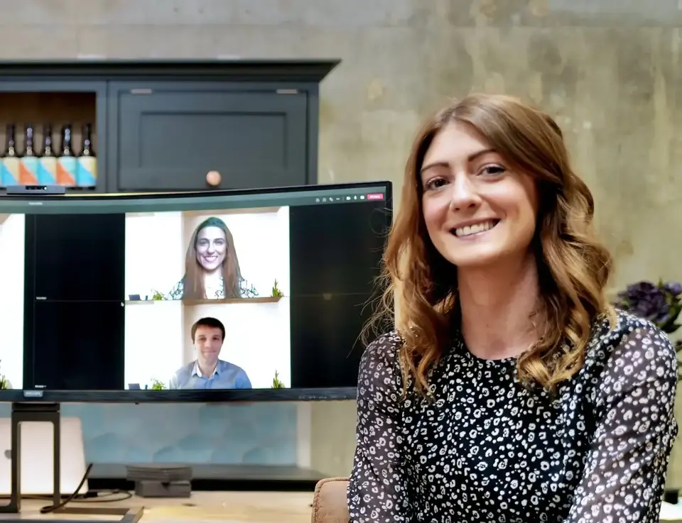 a group of people on a screen