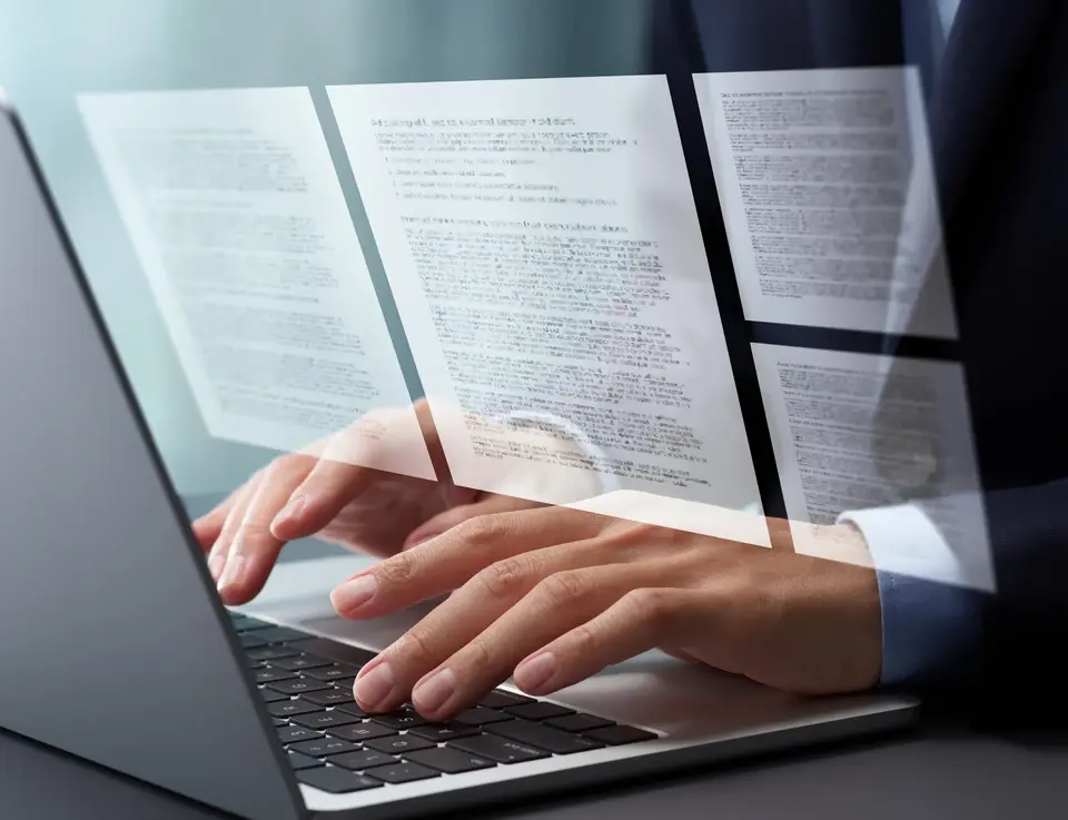 a person typing on a laptop