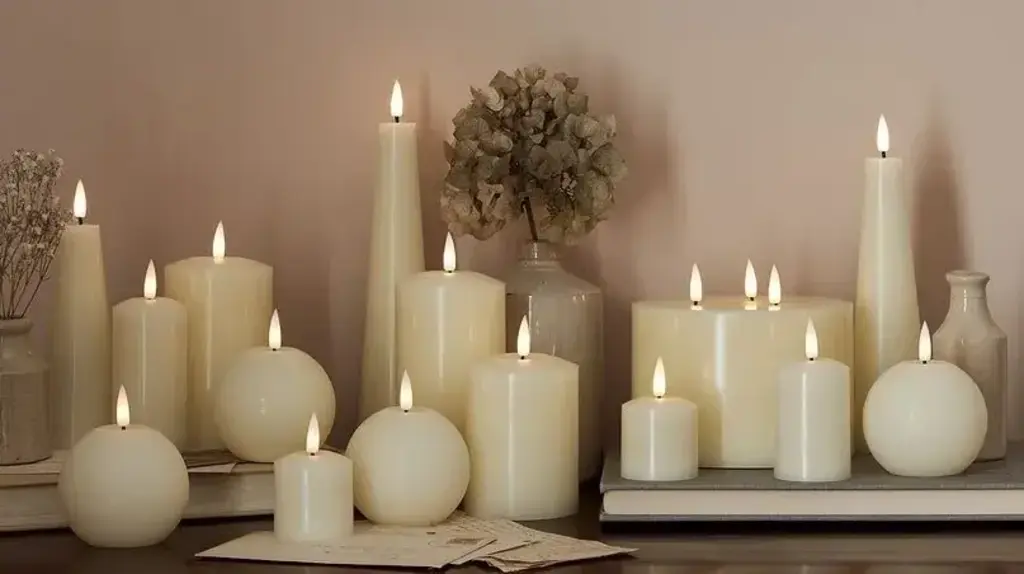 a group of candles on a table