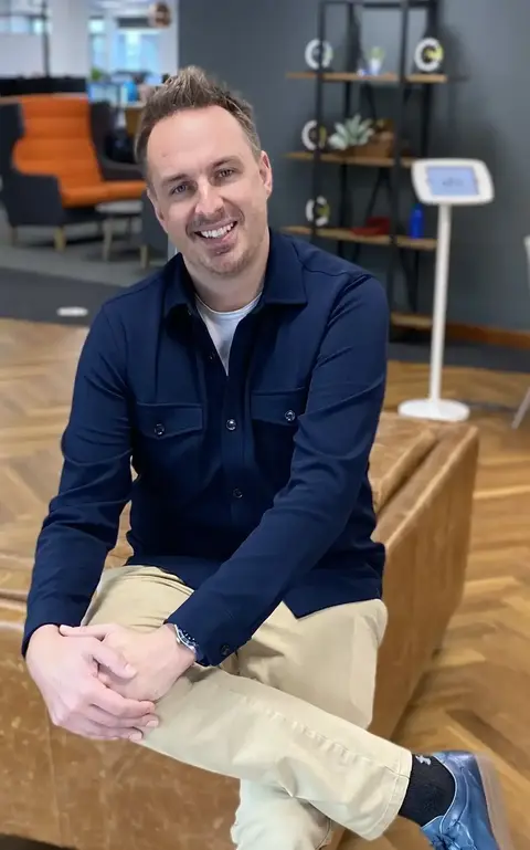 a man sitting on a couch