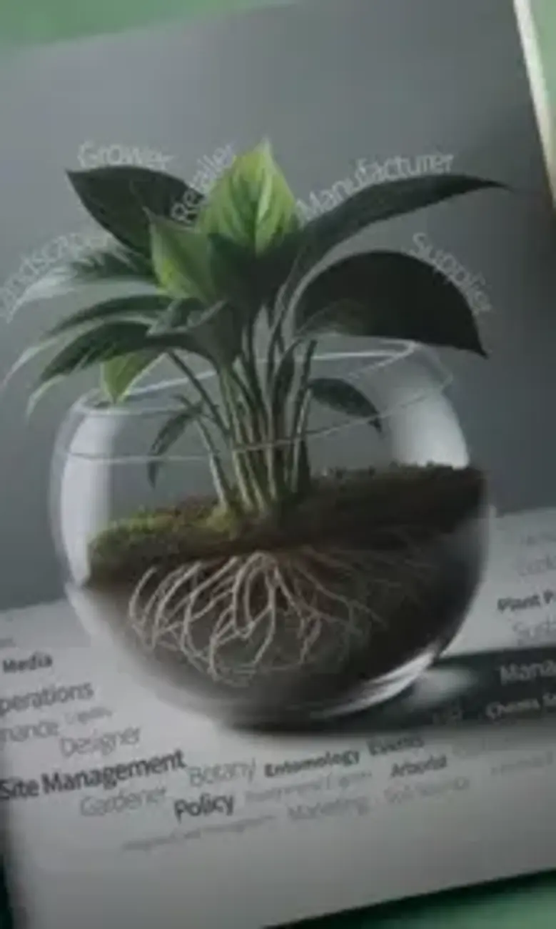 a book with a plant in a bowl