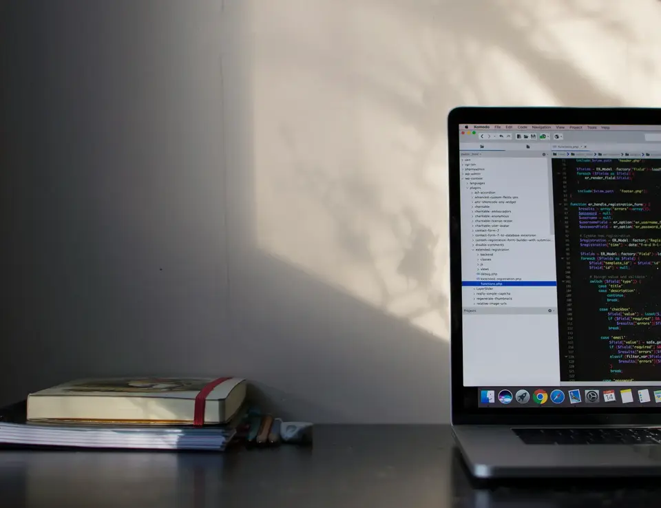 Coding on laptop