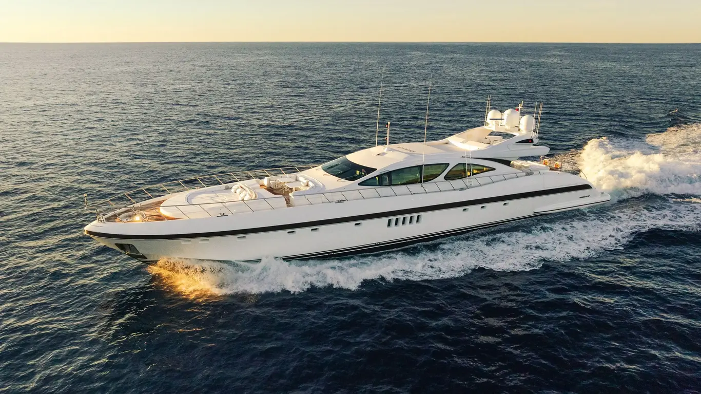 a white boat on the water