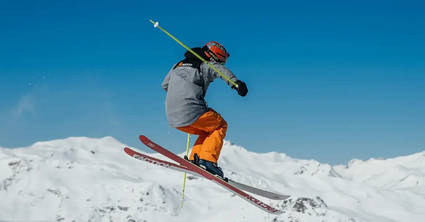 a person in the air on skis