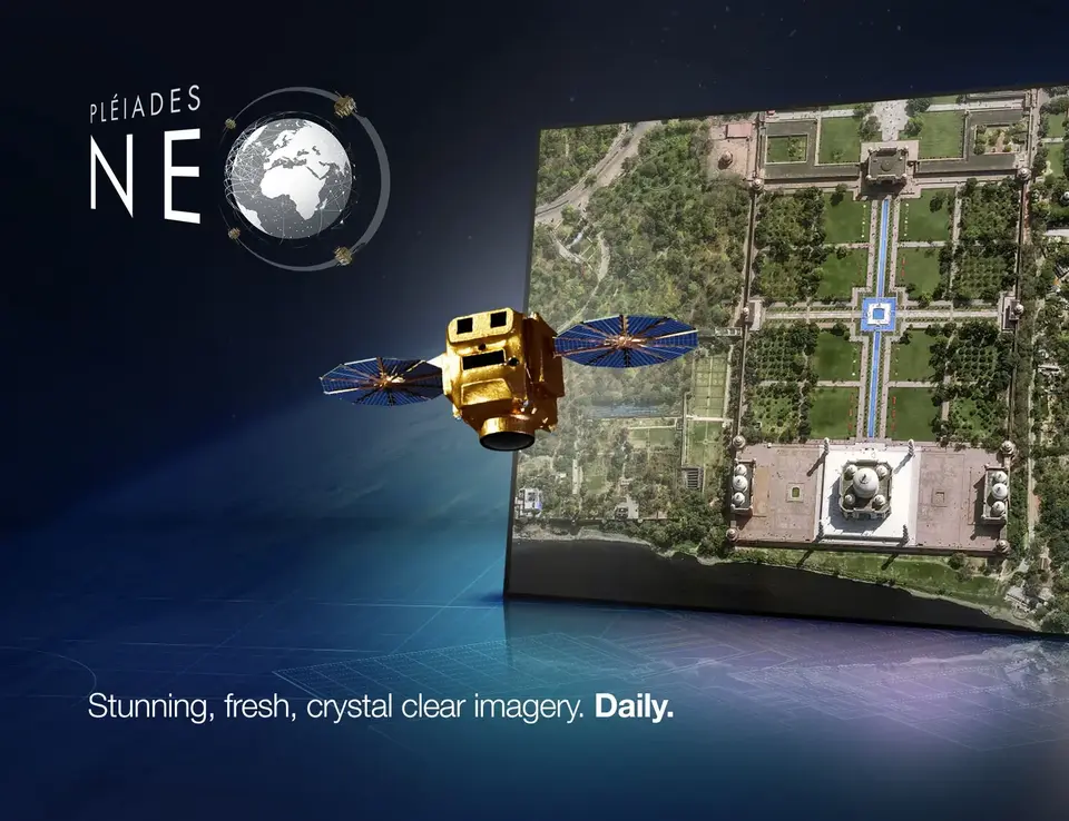 a satellite flying over a map