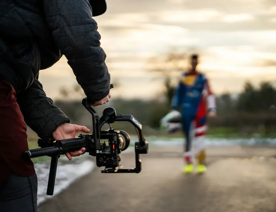 a person holding a camera