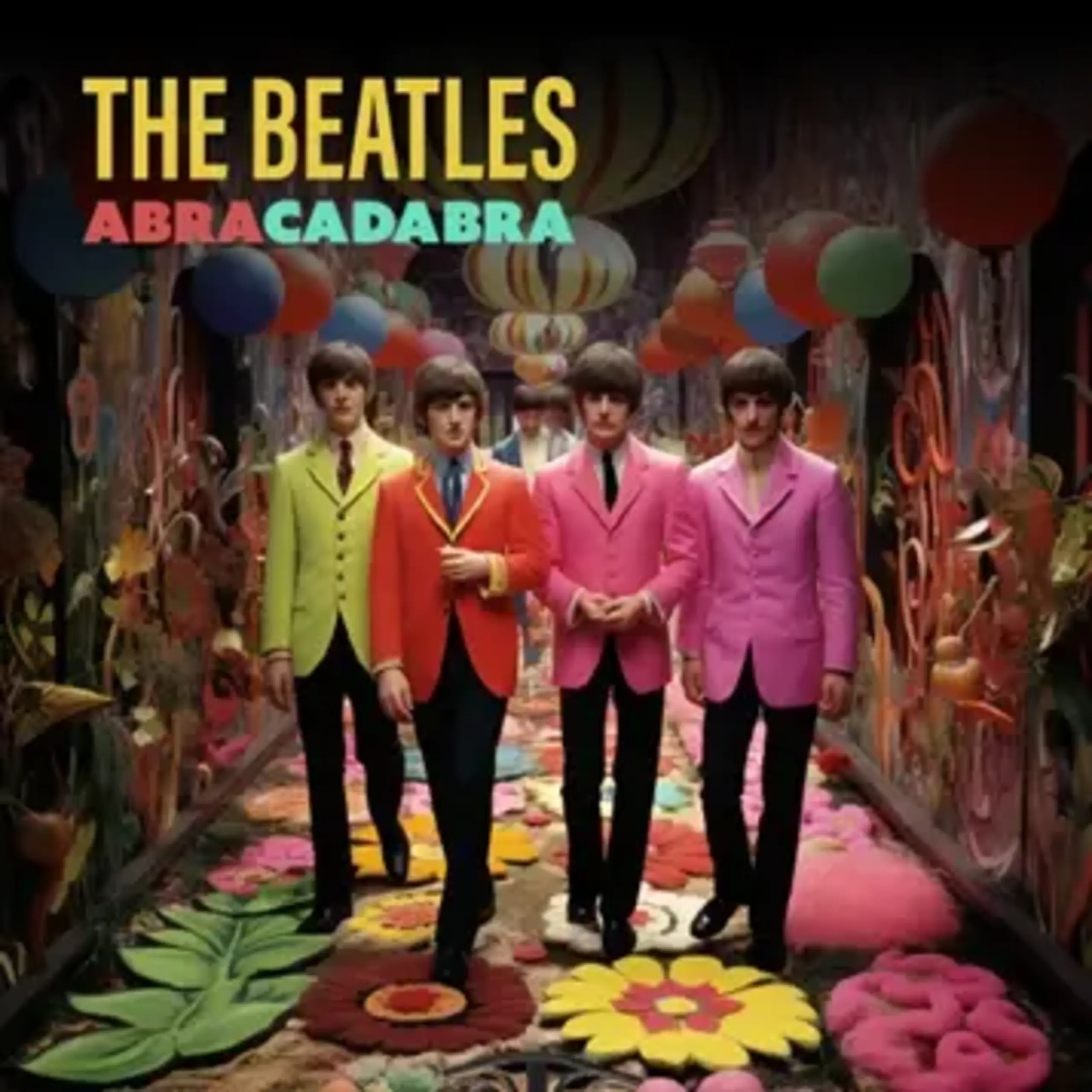 a group of men in colorful suits walking down a hallway