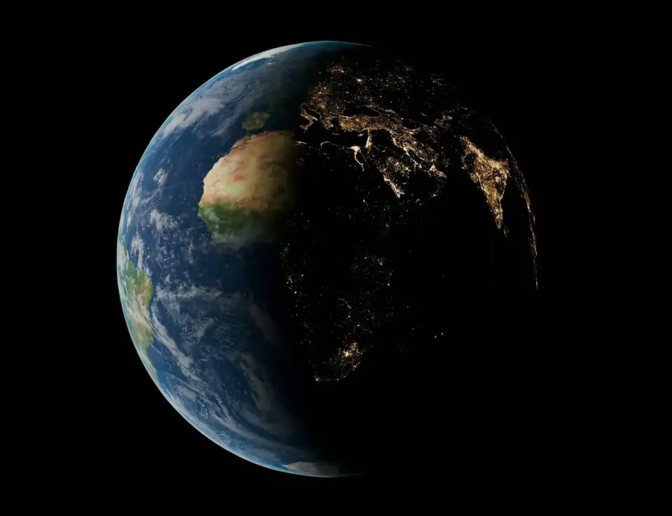 a planet earth with lights