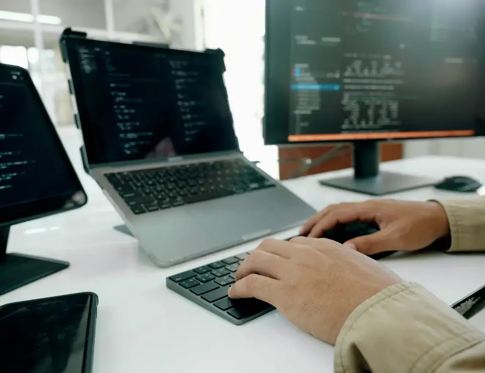 Coding on laptop