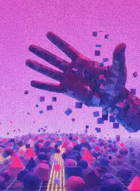 a hand reaching out to the sky