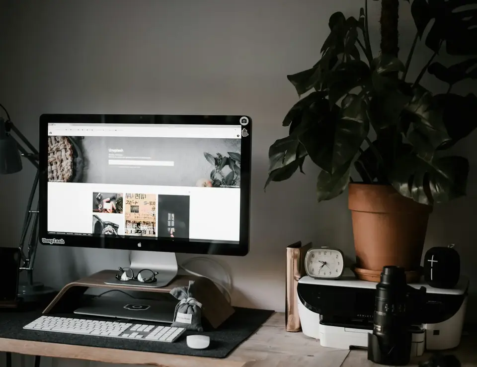 a computer on a desk