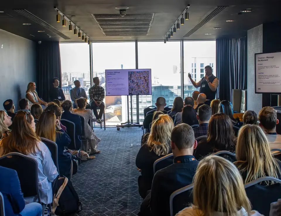 a group of people in a room