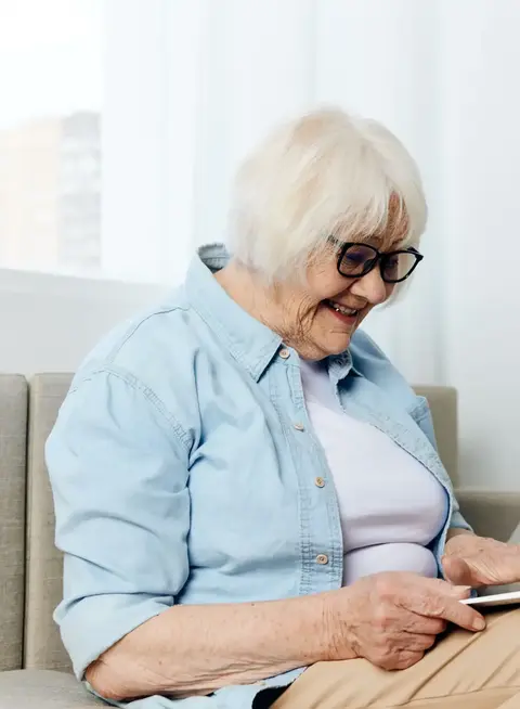 elderly lady using laptop
