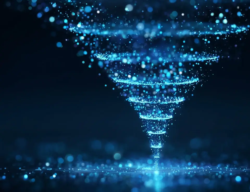 a blue light swirl in the dark