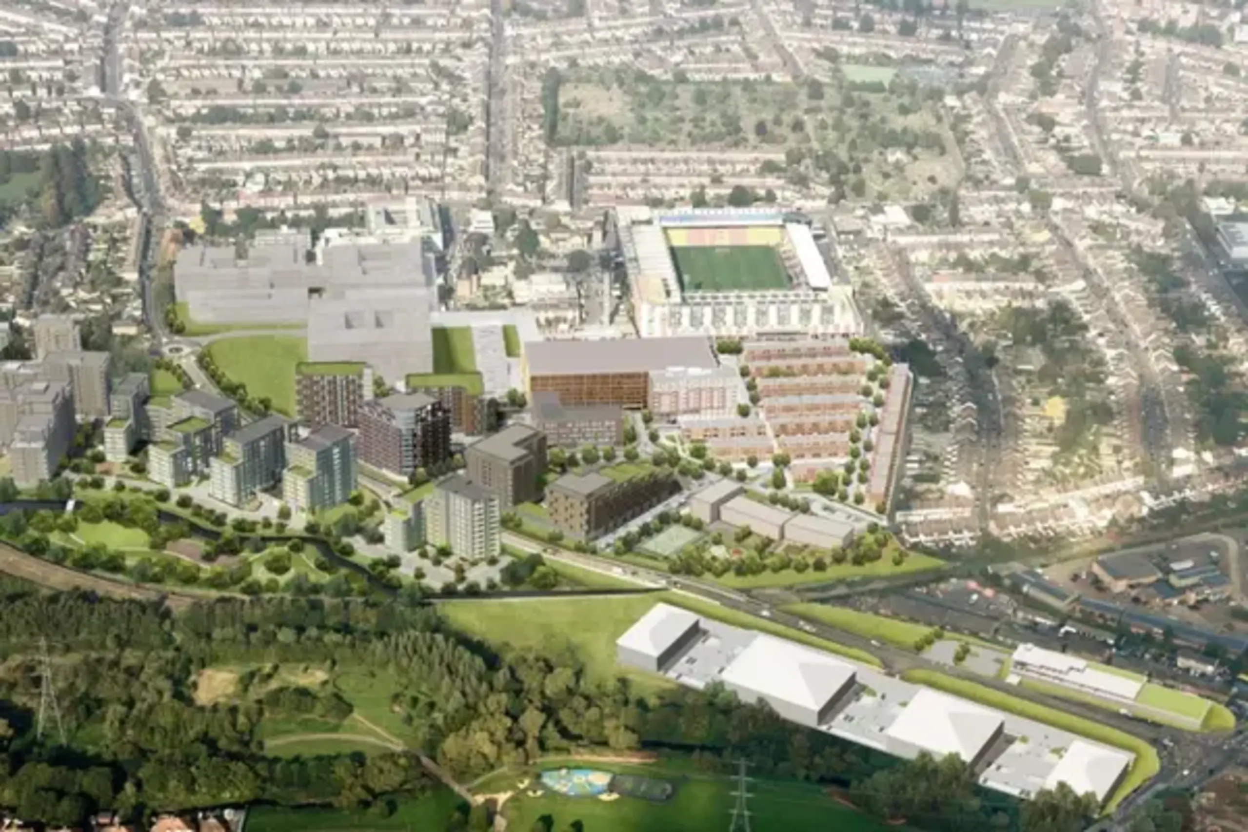 an aerial view of a city