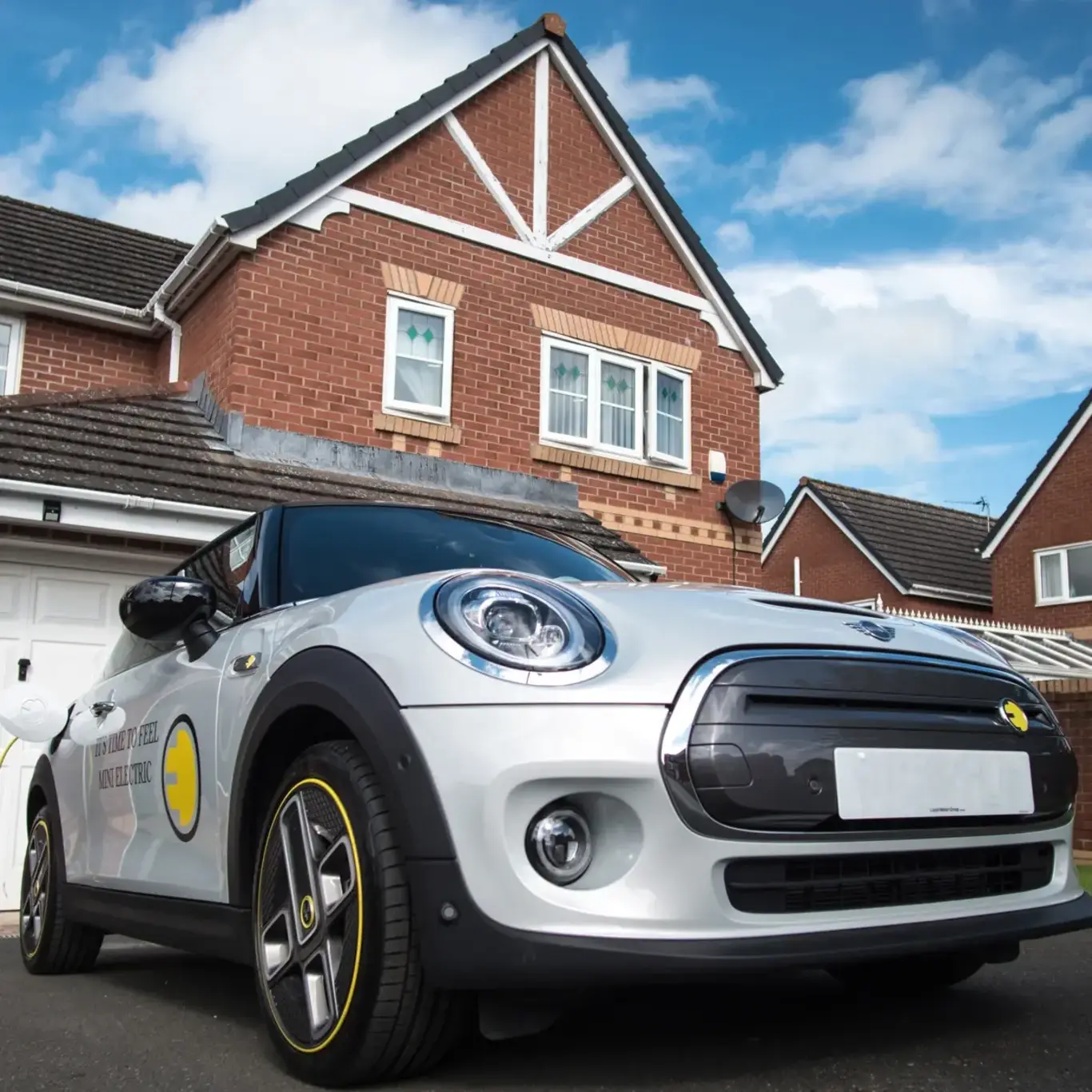 a car parked in front of a house
