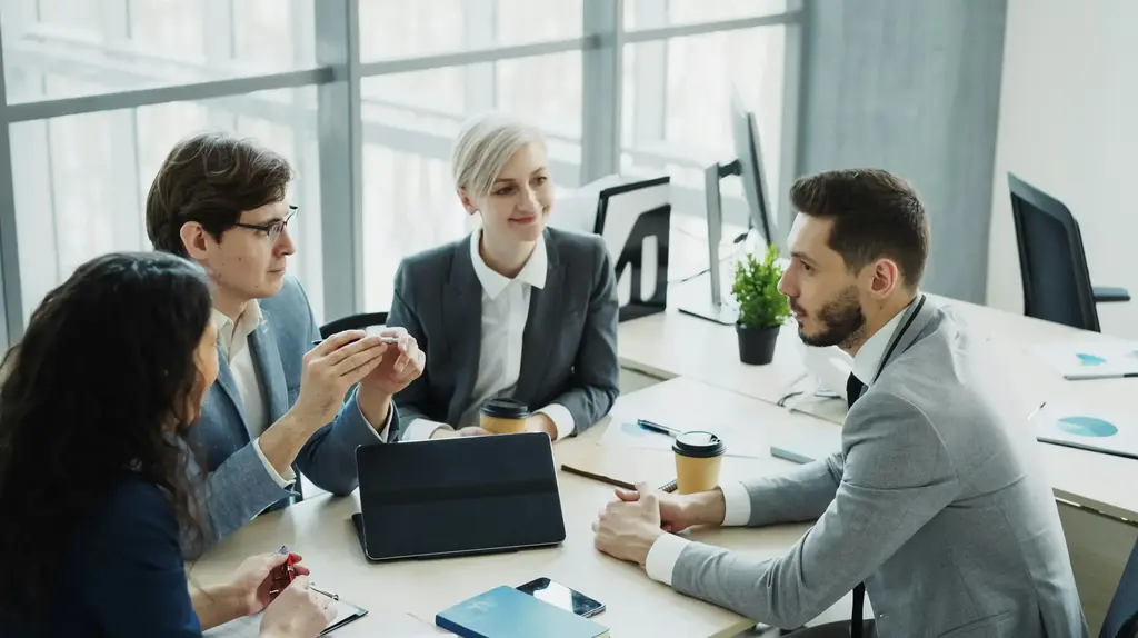 a group of people sitting around a table