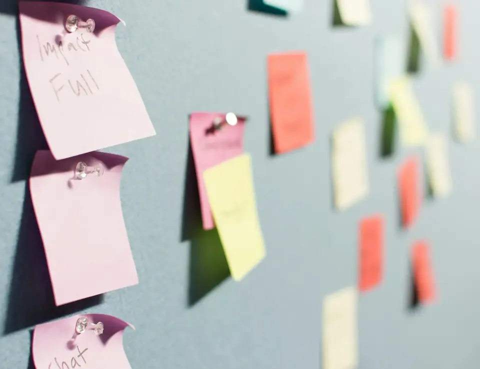 Wall with sticky notes