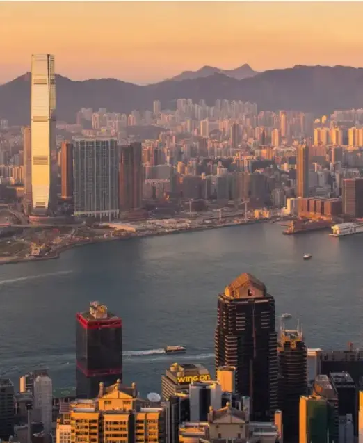 Victoria Peak with water and mountains in the background