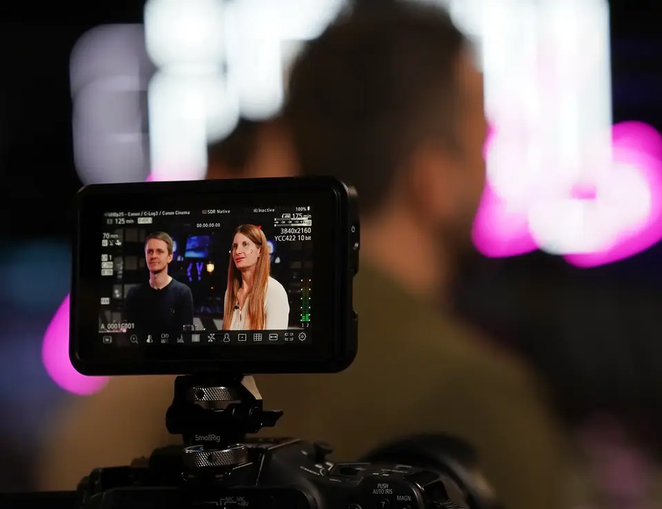 a camera with a screen on it