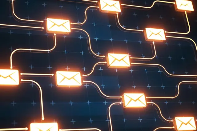 a computer screen with a diagram of mails