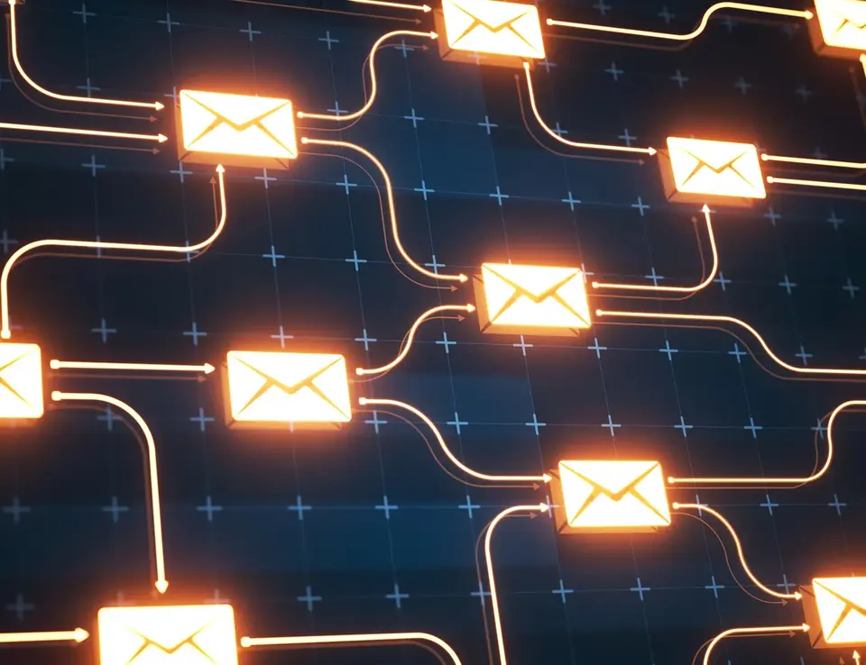 a computer screen with a diagram of mails