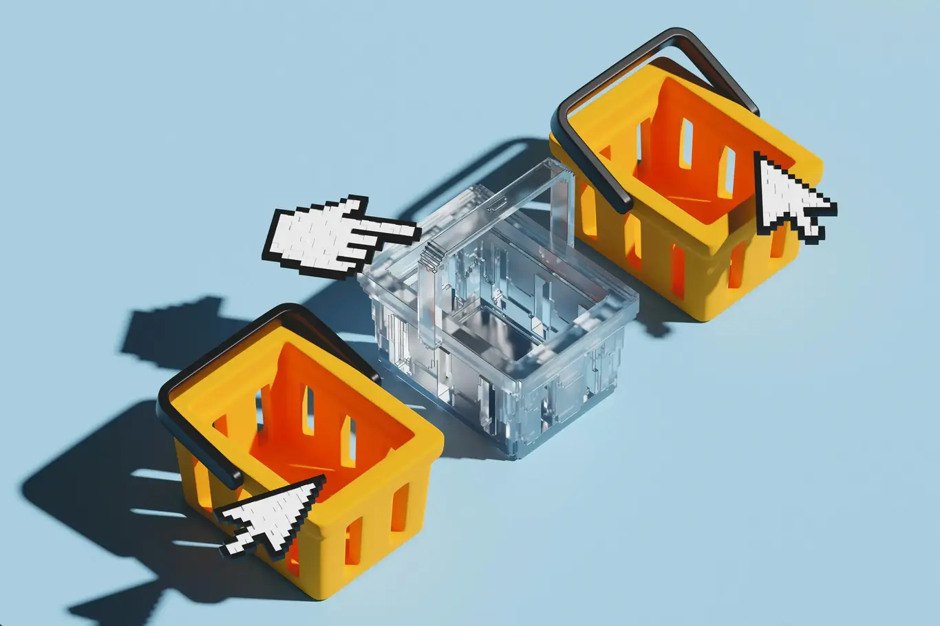 a group of shopping baskets