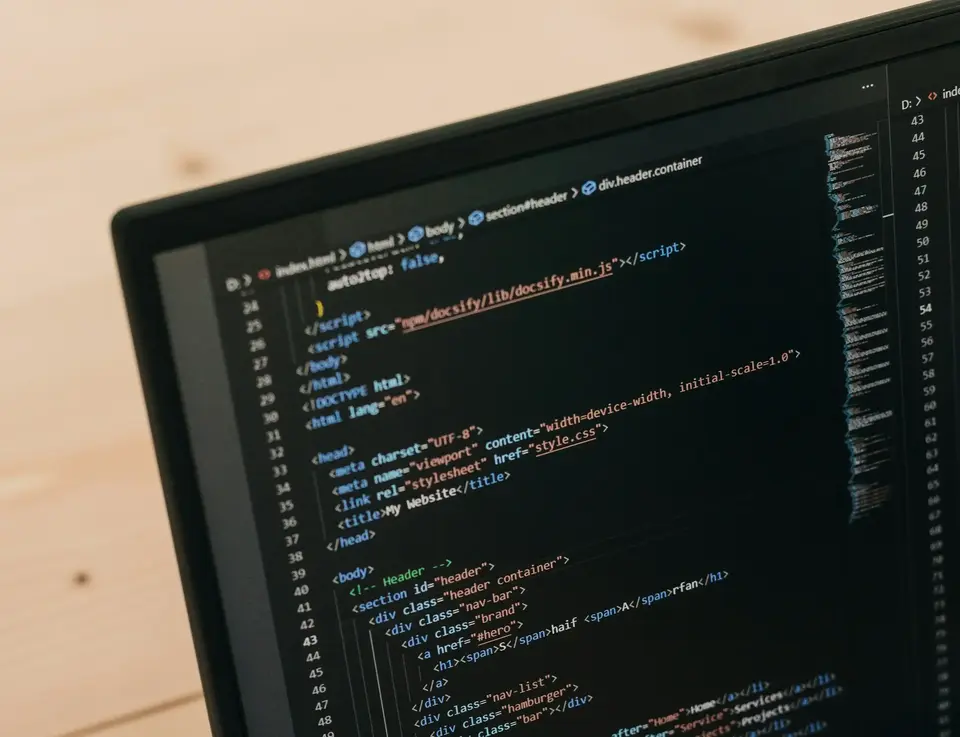 Coding on laptop