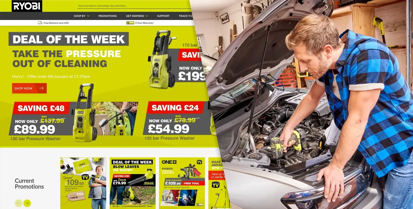 a man looking at a car engine