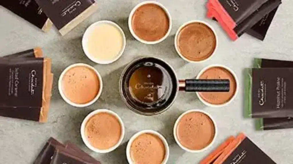 satchets of hot chocolate and a velvetiser 