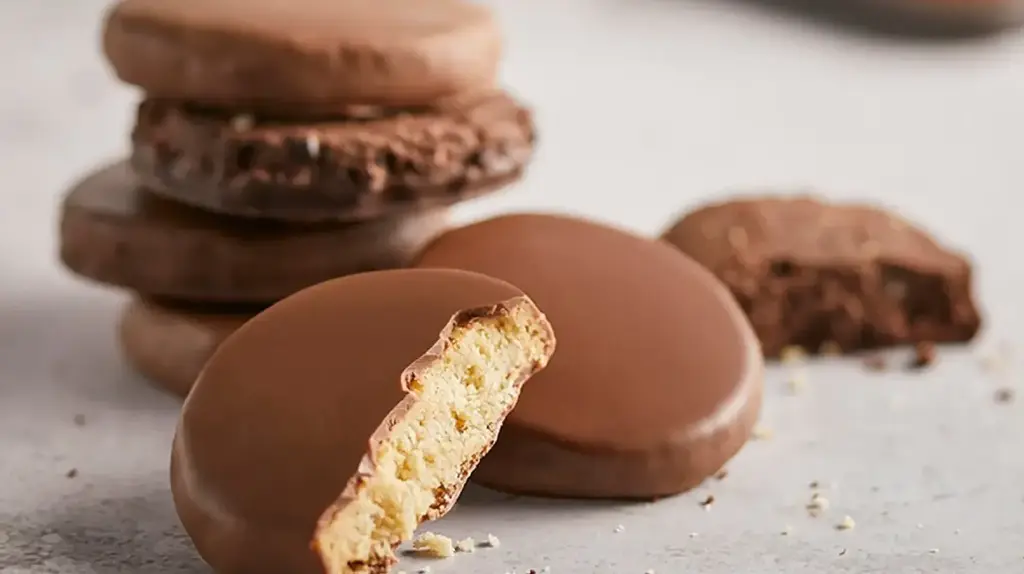 a chocolate cookies with a bite taken out of it