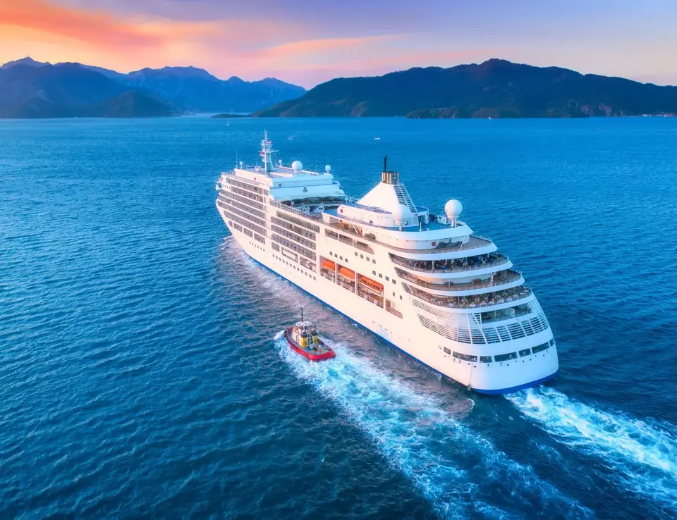 a large cruise ship in the water