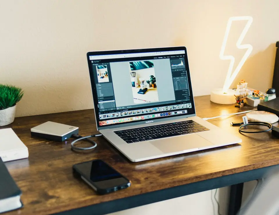 a laptop on a desk