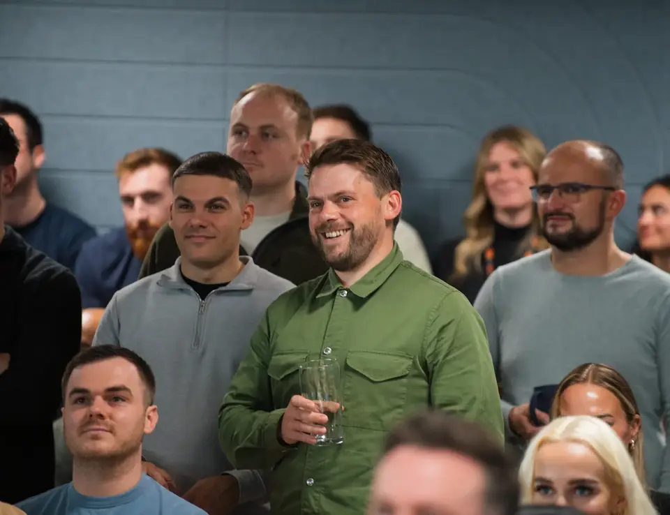 a group of people in a room