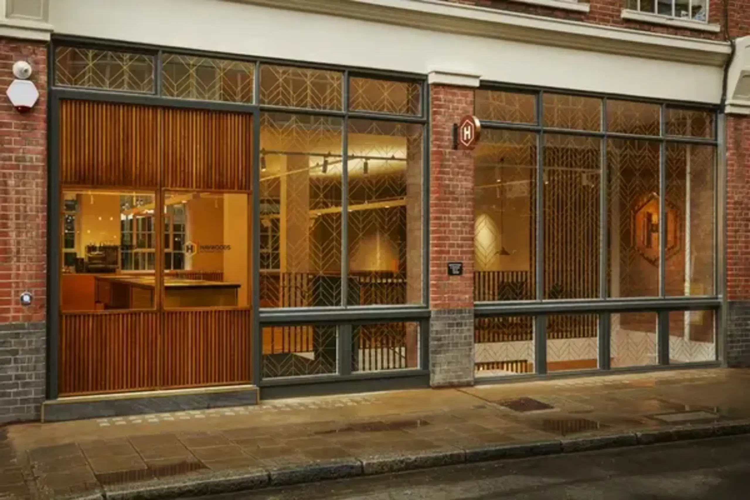 A building with glass windows